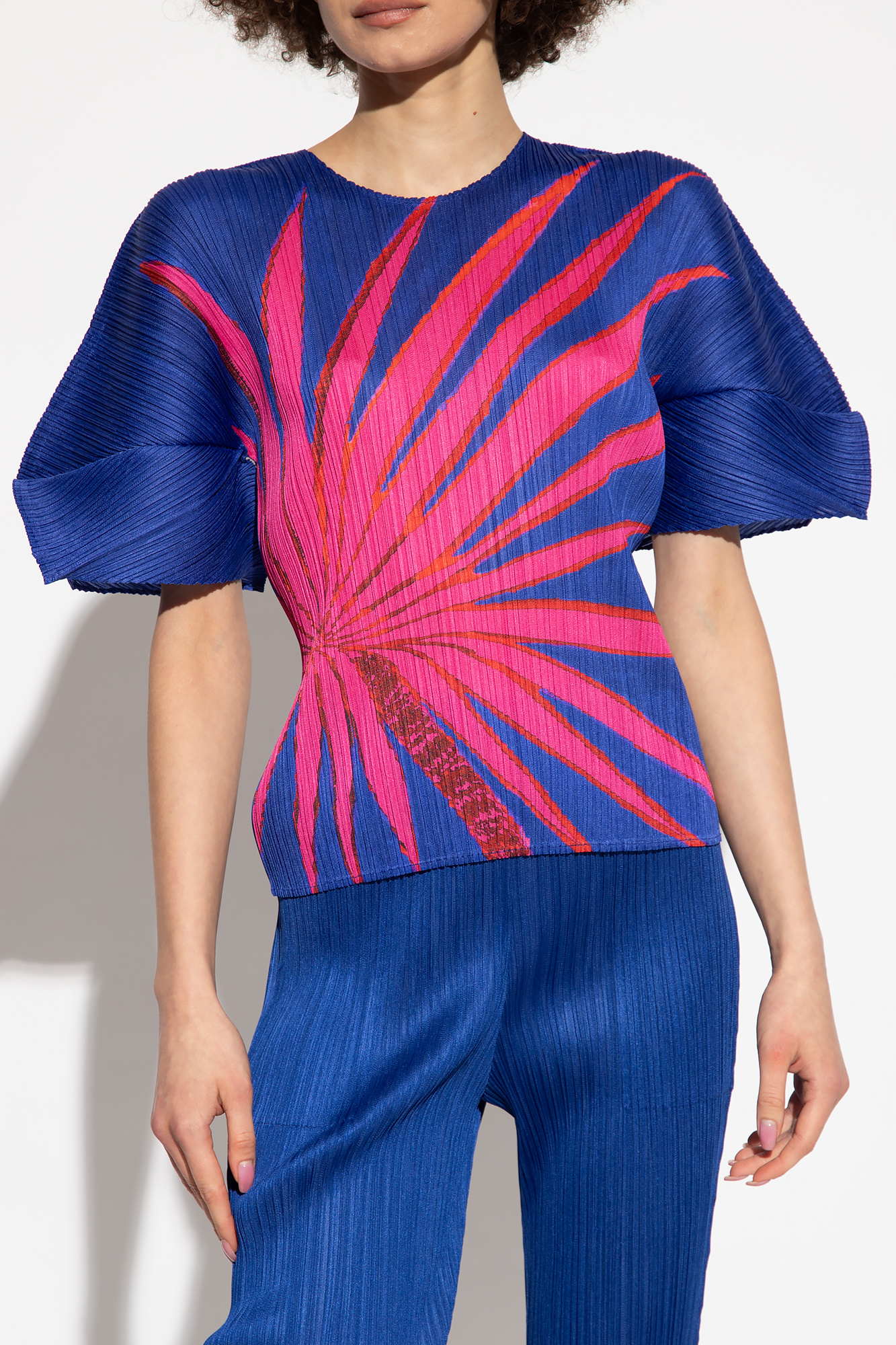 Blue Pleated top Issey Miyake Pleats Please